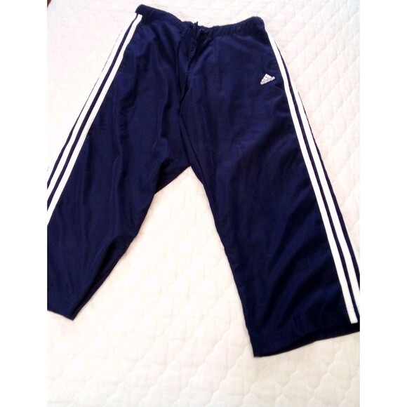 Women's Adidas Three Stripe Blue Capri  Elastic Waist Pants Size Medium - Picture 1 of 12